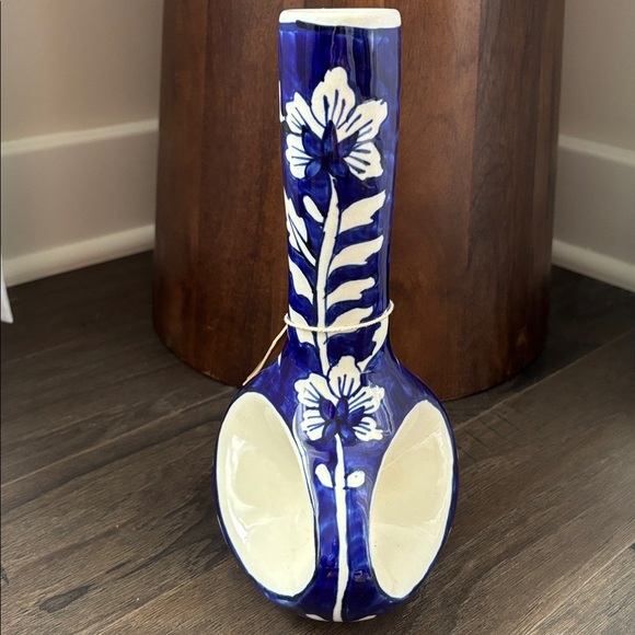 Ceramique Handcrafted in India,unique abstract shape,ceramic royal blue vase - Picture 5 of 12